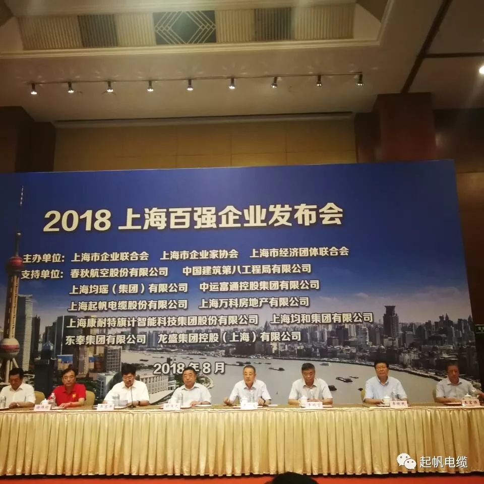 2018上海百强企业榜出炉！百亿游戏(中国区)官方网站入口电缆榜上有名！